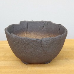 鉢は樹や草花の表情をがらっと変える【盆栽鉢　黒丸型鉢 　直径１５ｃｍ】 1枚目の画像