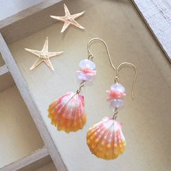 ハワイ発送 フラワー ピカケピアス コーラルピンク14KGF ピアス