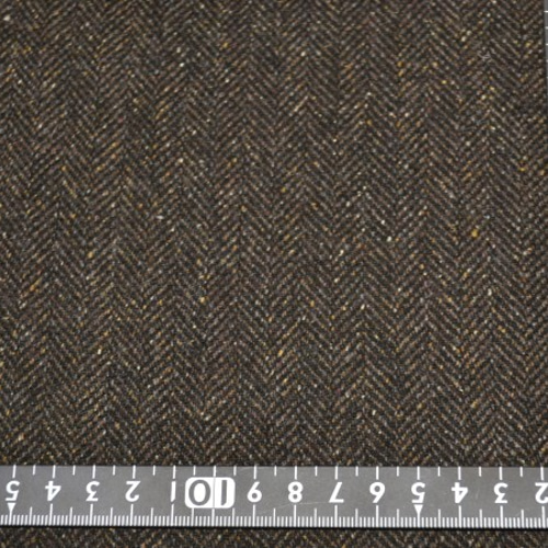 ツィード ヘリンボーン柄 こげ茶色 ウールミックス K155輸入生地