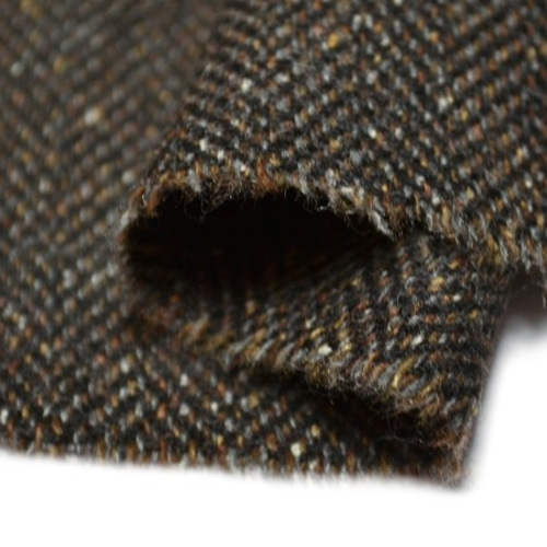 ツィード ヘリンボーン柄 こげ茶色 ウールミックス K155輸入生地