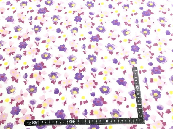 バンブー花柄プリント 薄紫色 K3輸入生地 オーストリア製 2枚目の画像