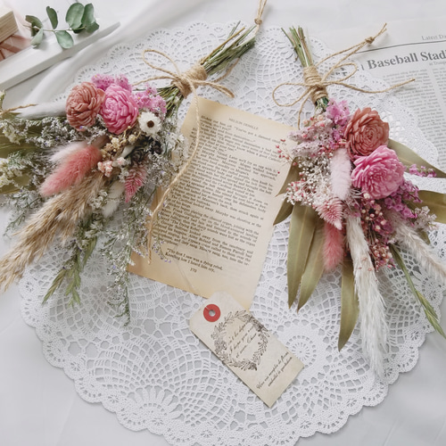 アンティークピンク♡ローズ♡ドライフラワー スワッグ セット☆お洒落