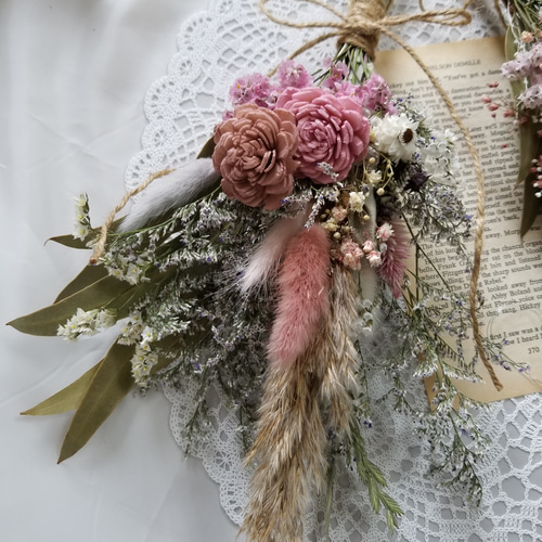 アンティークピンク♡ローズ♡ドライフラワー スワッグ セット☆お洒落