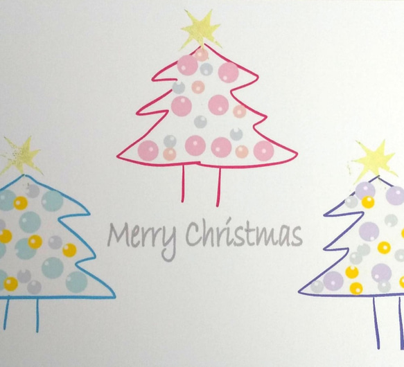 聖誕“彩色樹”明信片/3 件套 naturako 第4張的照片