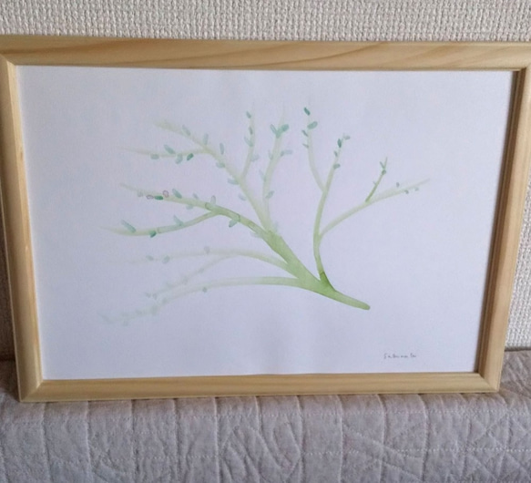 原画　水彩画「tree」　A4サイズ　額装します　送料無料　癒やし　ナチュラル 3枚目の画像