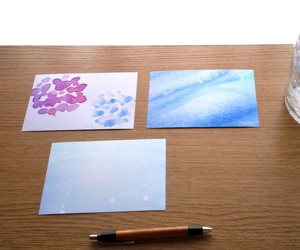 水彩畫“Ao”明信片/3 件套 naturako 第3張的照片