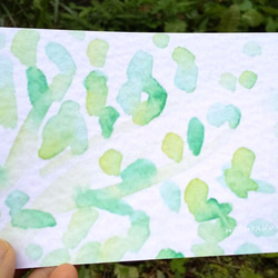 夏季水彩“綠色”明信片/3 件套 Naturaco 第2張的照片