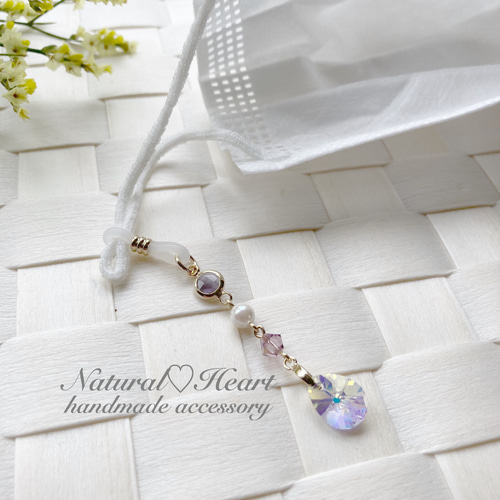 マスクチャーム2個セットパープル ピアスハンドメイド