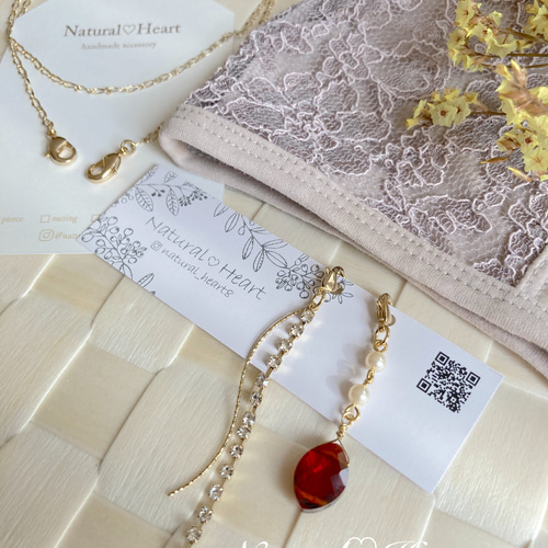 ラインストーンマスクチャーム2個セットハンドメイド 6点セット