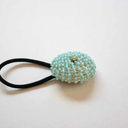 メグえもん様 水色 ハーフ シュシュ☆ビーズ ヘアゴム☆ハンドメイド 7c9999cd67ba4674a61ed4d64a4d52