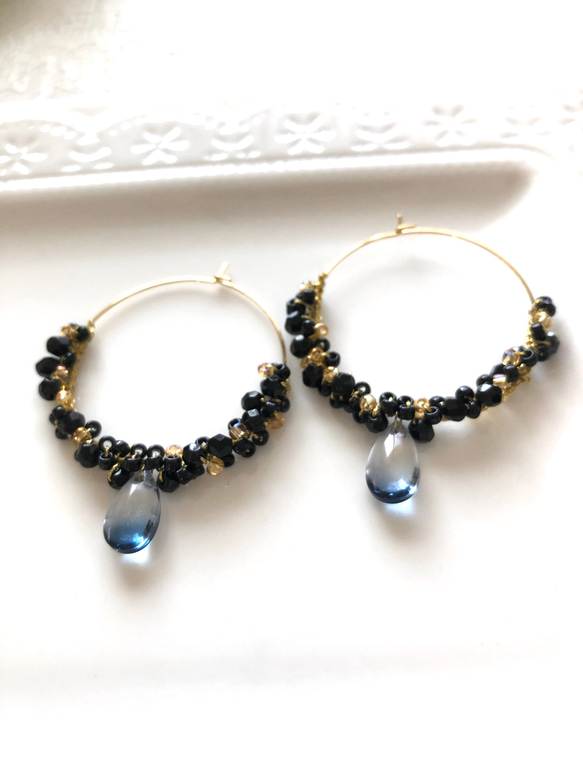 ビーズフープピアス ブラックゴールド ピアス（フープ） MIZUKI 7979