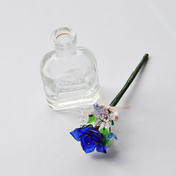 グラスフラワー　プチブーケ（青いバラ／小瓶付き） 5枚目の画像