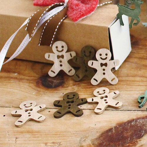 プチミニウッドパーツ ジンジャーブレッドマン2色12枚セット 木材・板