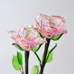 グラスフラワー　バラ（ピンク）２本セット 1枚目の画像
