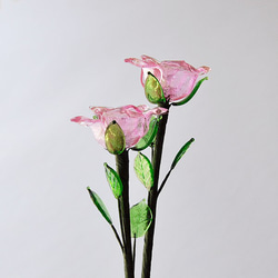 グラスフラワー　バラ（ピンク）２本セット 4枚目の画像