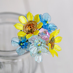 グラスフラワー　プチブーケ（向日葵と紫陽花） 1枚目の画像
