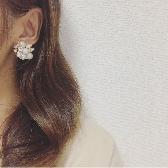 おおぶり♡上品♡A級ビジュー×パールピアス 3枚目の画像