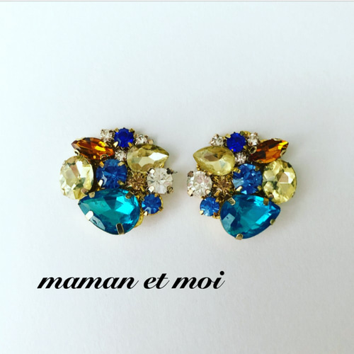 夏色♡大ぶり♡カラフルビジューピアス ピアス（その他） maman et moi