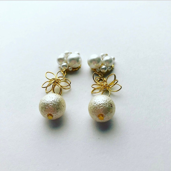 キレイめ♡上品♡ビジュー×パールピアス 2枚目の画像