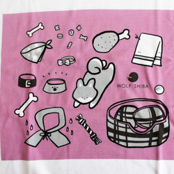 柴犬　デザインTシャツ（本体：ホワイト/デザイン：ピンク） 3枚目の画像