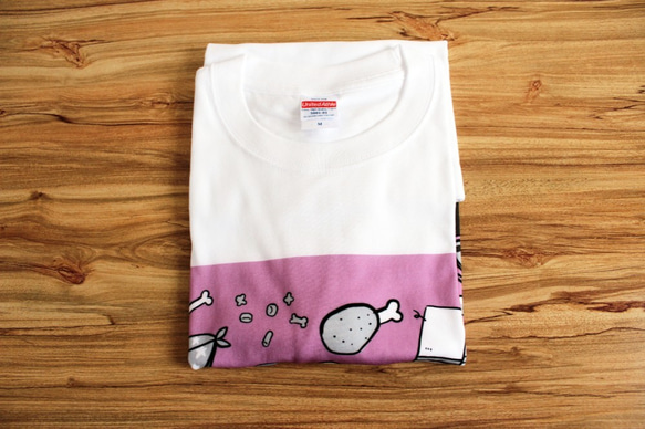 柴犬　デザインTシャツ（本体：ホワイト/デザイン：ピンク） 4枚目の画像