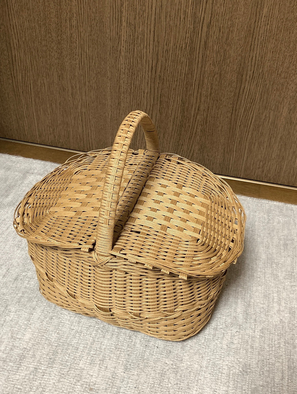 ハンドル付き ふた付き かごバスケット ハンドル付き ふた付き かごバスケット（品番800-L-WH） - かご