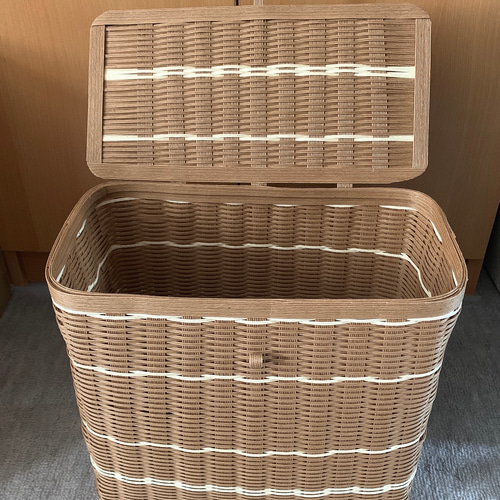 確認用 クラフトバンド かごバスケット クラフトバンド 蓋付きバスケット大 フリーボックス・小物入れ