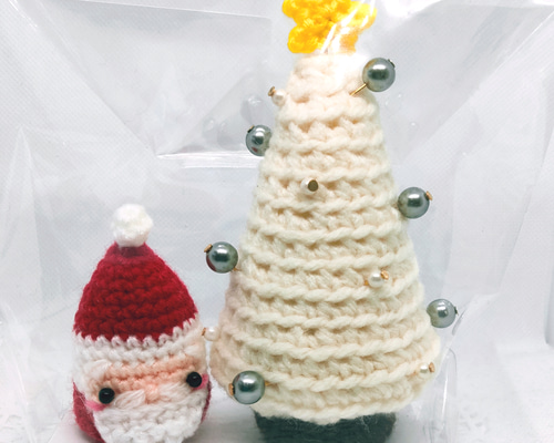 4 訳あり特価 あみぐるみ クリスマス セット サンタクロース ツリー