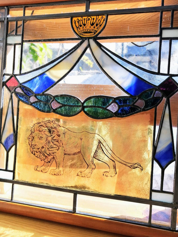 LEO] SALE 送料無料 ステンドグラス 窓 パネル ラッキーモチーフ