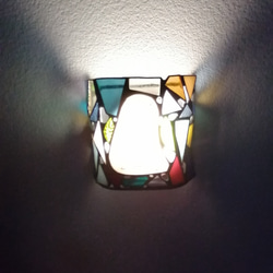 LEDセンサー　特集掲載作　ライト　受注後製作します　壁掛け　置型フットライト　照明 　ステンドグラス　[森の灯り]　 10枚目の画像