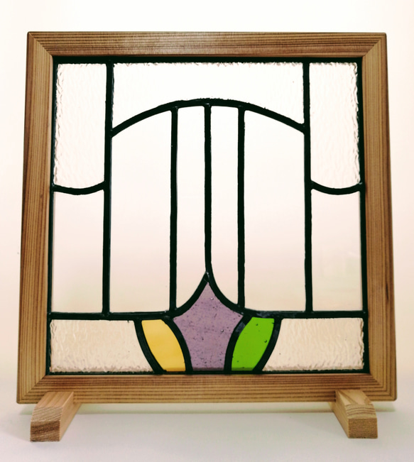ステンドグラス　窓　送料無料　パネル　ラッキーモチーフ　ナチュラルインテリア　販売　リノベ　室内窓　小窓　[Arch] 1枚目の画像