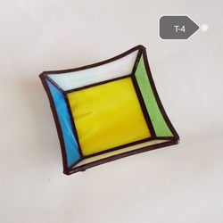 [サリュ]　ステンドグラス　ミニトレイ　T-4　猫脚　受け皿　アクセサリートレイ　ガラス　オリジナル 2枚目の画像