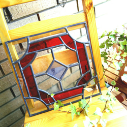 [Rosso]　　ステンドグラス　窓　パネル　アンティーク　ナチュラルインテリア　クラシック　リノベ　新築　ドア　小窓 2枚目の画像