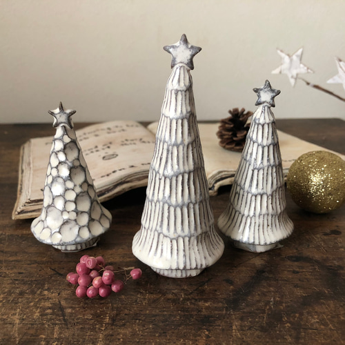 ☆creema限定 陶器のクリスマスツリー 大 L クリスマスツリー こまもん
