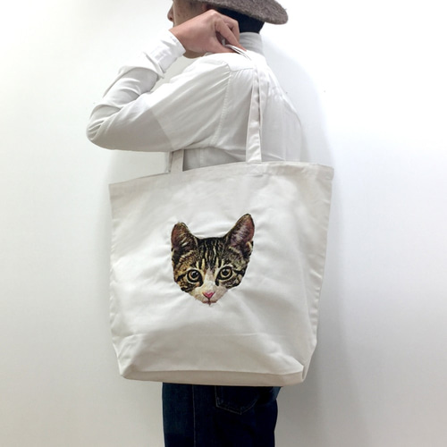 うちのニャンコ☆オーダー刺繍トートバッグ｜フルカラーフォト