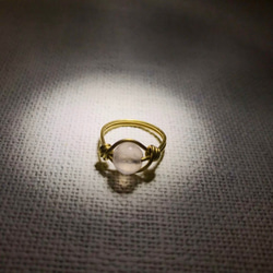 簡約黃銅戒指-天然石-金屬線編織 第2張的照片