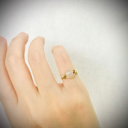 簡約黃銅戒指-天然石-金屬線編織 第4張的照片