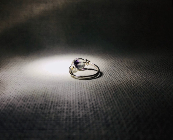 簡約黃銅戒指-天然石-金屬線編織 第6張的照片