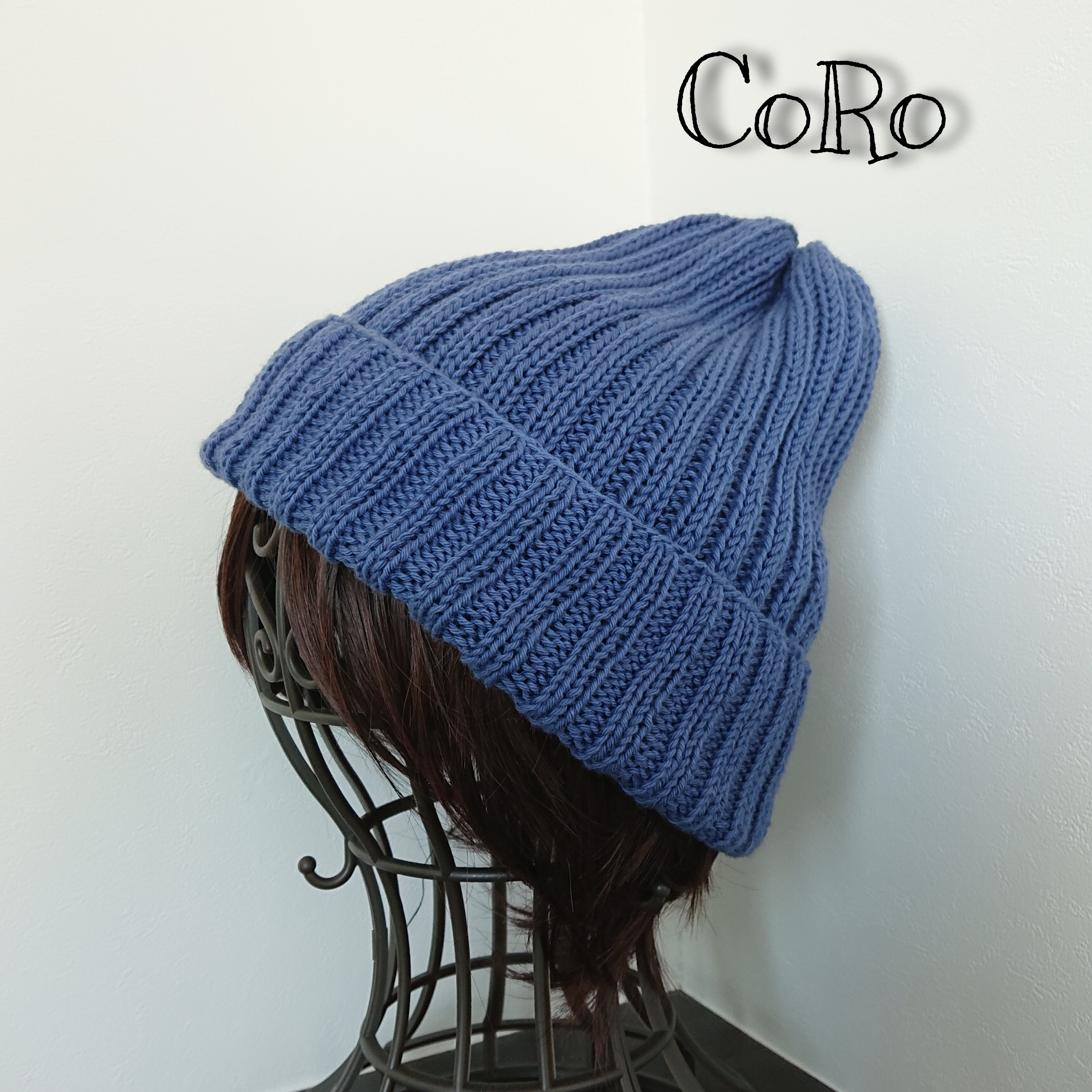 YARN ニット帽 ブルークロスモチーフ Y.A.R.N.