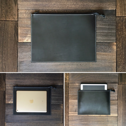 iPadの入るトコ革のファスナー付ケース（B5サイズ） 4枚目の画像