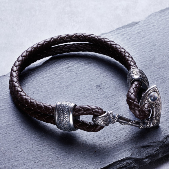 Azoth | Mourneil Leather Woven Braceletジェントルマンブラウン 1枚目の画像