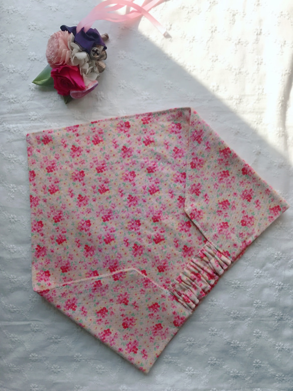 大きなリボン女の子エプロン110cm三角巾収納袋セット 4枚目の画像