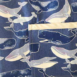 クジラ柄子供エプロン三角巾2点セット120cm 4枚目の画像