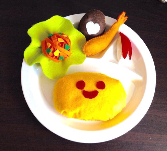 受注製作/フェルトのオムライスプレート/おままごと おもちゃ・人形