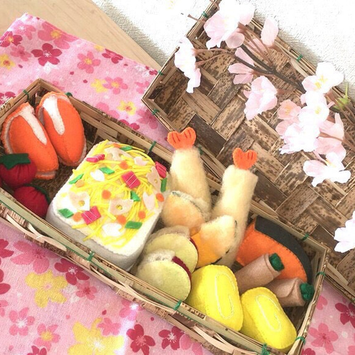 受注製作/お花見べんとう/フェルトのおままごとセット/ちらし寿司に