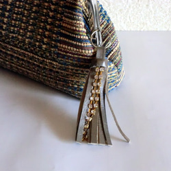 紬織のようなベルギー製　がま口　ＭＬ 3枚目の画像
