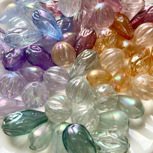 ●貴重/手染め多角ビーズ×オーロラひねり×グラデかぼちゃ カスタムボールペン 手染めビーズ「オーロラドロップ」 ビーズ moegi0218 通販