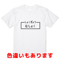 「むしょく」レトロゲーム風ドット・ピクセルＴシャツ　男女兼用サイズ～キッズサイズ 1枚目の画像