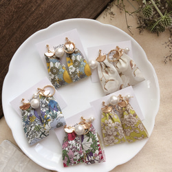 fabric flower ribbon pierce /earring 1枚目の画像