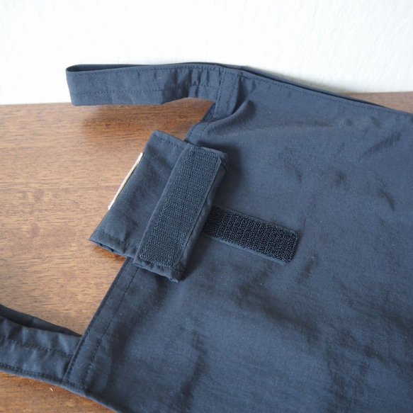 長ネギポケット付き　エコバッグ（撥水加工）　薄手　N-BLACK01 ナイロン 6枚目の画像
